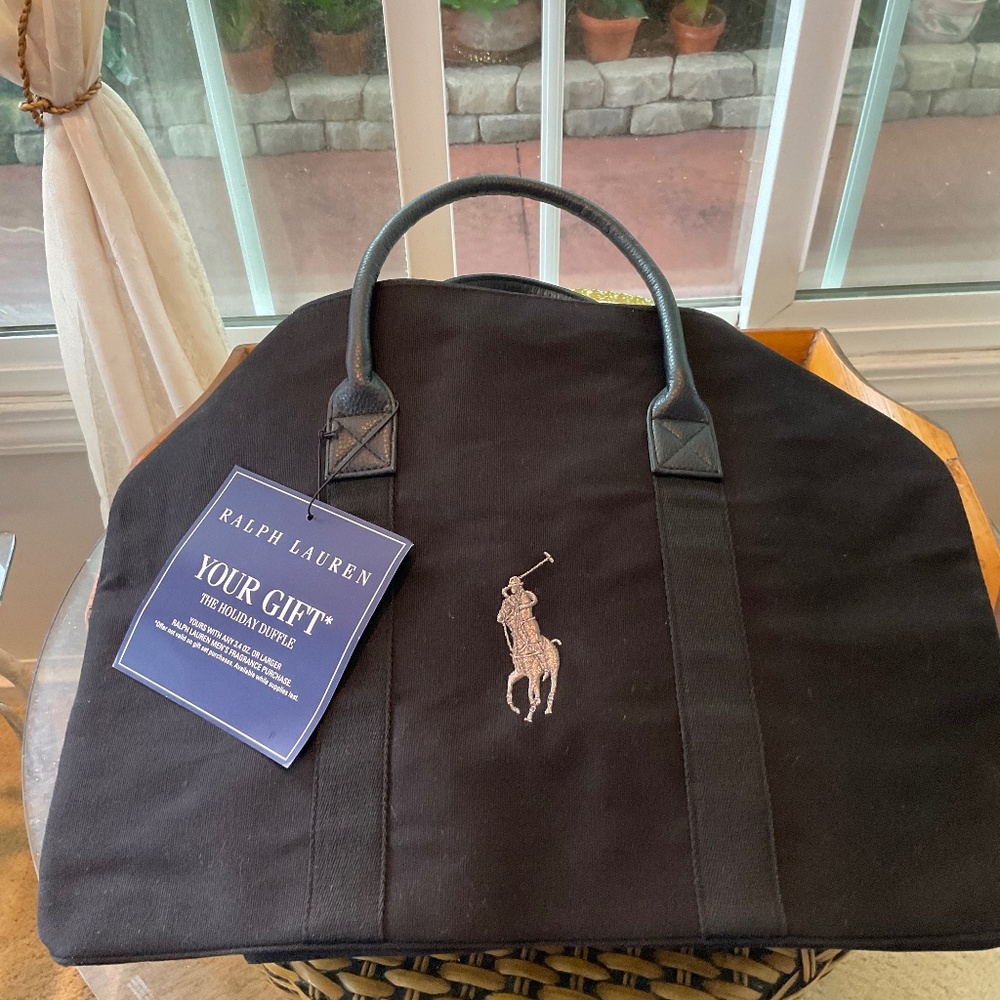 Ralph Lauren Polo Black Canvas Duffel Bag NWT